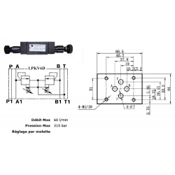 Limiteur de pression en A et B - sur embase Cetop 3 - 0/100 bar Trale - 3
