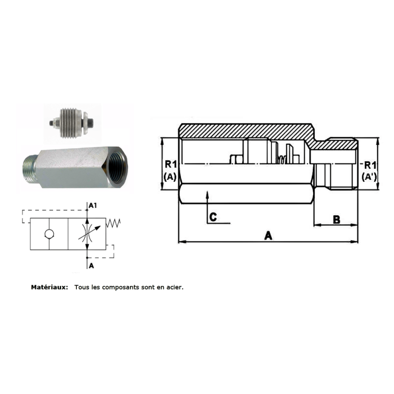 Valve parachute M.F3/4 FBSP - 150 L/mn - 350 B Trale - 3