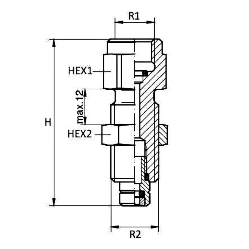 Prise pression male 16x200 passe cloison mano 1/2 BSP  - 2