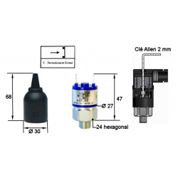 Pressure switches - N.Clos - 25 B Max - Range : 0.2 to 2.5 bar.