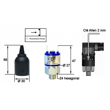 Pressure switches - N.Clos - 25 B Max - Range: 1 to 12 bar.