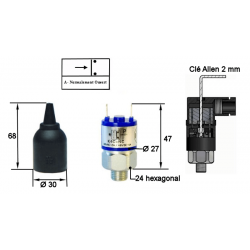 Pressure switches - N.Open - 25 B Max - Range: 1 to 12 bar.