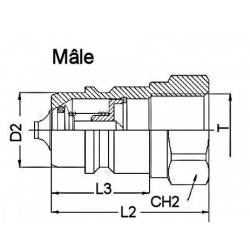 Coupleur hydraulique male - 1/4 BSP - ISO A - Débit 12 à 17 L/mn - PS 350 Bar A800104 6,49 €