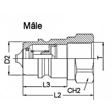 Coupleur hydraulique - male 1"1/2 BSP - ISO A - Débit 379 à 700 L/mn - PS 200 Bar