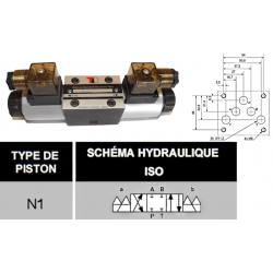electro distributeur hydraulique monostable- NG10 - 4/3 CENTRE FERME - 24 VCC - N1 KVNG10124CCH 152,64 €
