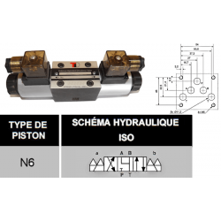 electro distributeur hydraulique monostable - NG10 - 4/3 - Y en A/B/T et P FERME - 110 VAC - N6 Trale - 3
