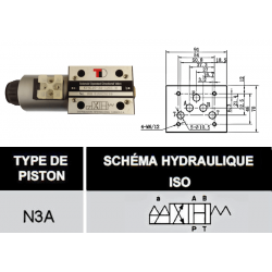 electro distributeur hydraulique monostable - NG10 - 4/2 CENTRE OUVERT - en H - 110 VAC. N3A. Trale - 3