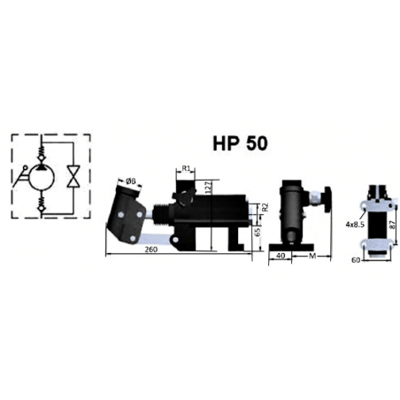 Hand pump - 1/2 - S.E - 250 B - 43 cc/REV - With lever 