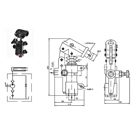 Hand pump - 1/2 - S.E - 250 B - 20 cc/REV - With lever