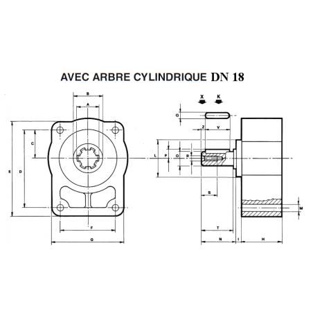Contre palier - GR2- ARBRE CYLINDRIQUE DN 18 *