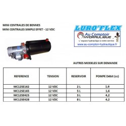 Mini centrale hydraulique S.E - 12 V - 1600 W - pompe 1.6 cc - R 5L Acier MC12SE165 951,46 €