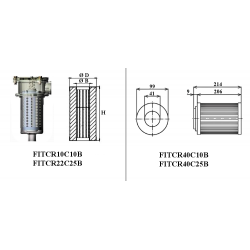 Filtre semi immerge - 10µ - 250 L/MN - Ø 41 x 99 mm - H 214 mm FITCR40C10B 37,77 €