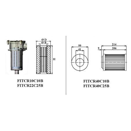 Semi-submerged filter - 25µ - 100 L/MN - Ø 30.5 x 66 mm - H 85