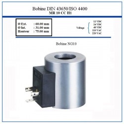 Bobine NG 10 - D.Int 31 mm - Hauteur 75 mm - 12 VDC - 37 Watt MR1012CCH1 55,97 €