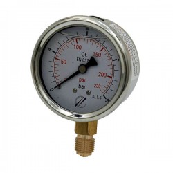 Pressure gauge Ø 63 with oil bath - Vertical 1/4 BSP - 1 to 600 Bar MANO63VERTICAL 20,86 €