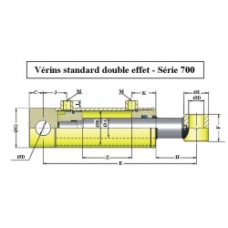 Verin hydraulique double effet 40x70 - avec Fixation Ø 30  - Sortie 3/8 BSP - 704