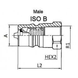 Coupleur ISO B - Male 1/4 BSP - Débit 12 L/mn - PS 250 Bar