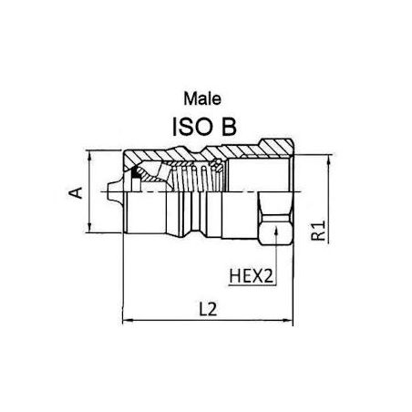 Coupleur ISO B - Male 3/4 BSP - Débit 106 L/mn - PS 250 Bar