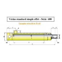 Single acting cylinder - stem Ø 40 - with mounting Ø 23.4 - Output 3/8 BSP