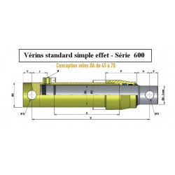 Reinforced single acting cylinder - stem Ø 45 - with Ø 23.4 mounting - 3/8 BSP outlet