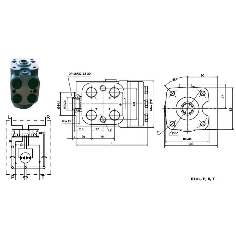 Moteur hydraulique orbitrol OSPB-ON 100 cc-centre ouvert sans valve - 1/2 BSP