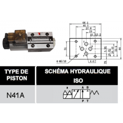 electrodistributeur 110 VAC monostable - NG6 - 3/2 - P vers A - B et T Fermé - N41A. Trale - 3