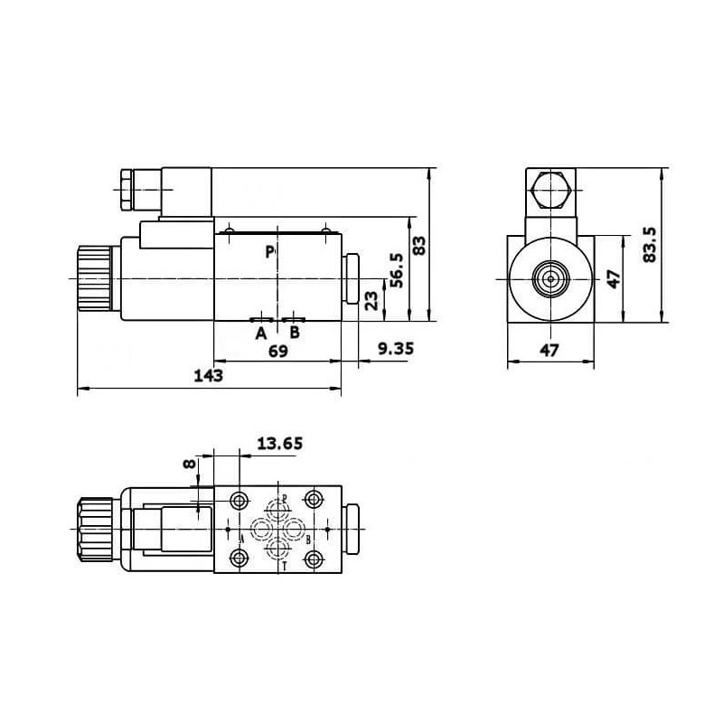 electrodistributeur 110 VAC monostable - NG6 - 4-2 - P sur A - B sur T - N51B. Trale - 5