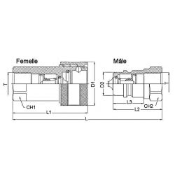 Coupleur hydraulique - male 1"1/4 BSP - ISO A - Débit 288 à 480 L/mn - PS 250 Bar