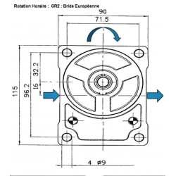 Pompe hydraulique A ENGRENAGE GR2 - DROITE - 04.0 CC - BRIDE EUROPEENNE Trale - 2
