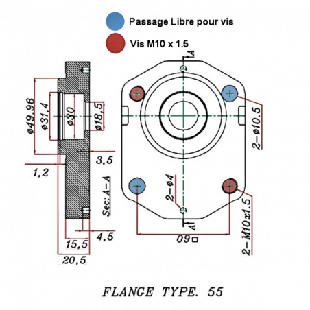 GR2 hydraulic pump - Cone 1/5 - RIGHT - 08.0 CC - BOSCH flange