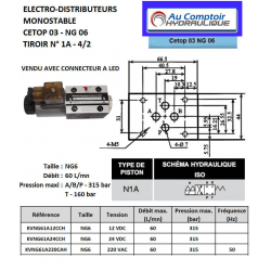 electrodistributeur 220 VAC monostable - NG6 - 4/2 CENTRE FERME - N1A. Trale - 4