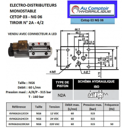 electrodistributeur 12 VDC monostable - NG6 - 4/2 P sur T - A/B FERME - N2A. Trale - 4