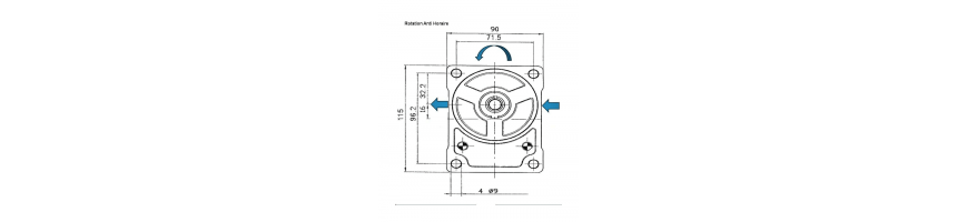 Left rotation for hydraulic gear pump